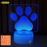 Luminária LED 3D Patinha Pet